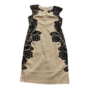 Paper Doll dress Beige Black Lace size 10 75% Viscose 22% Nylon 3% Elastane